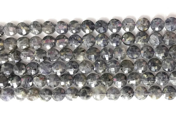 CCB772 15.5 inches 8mm faceted coin iolite gemstone beads