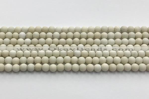 CCB824 15.5 inches 6mm round matte ivory jasper gemstone beads wholesale