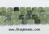 CCB886 11*15mm-12*16mm faceted cuboid green rutilated quartz beads wholesale