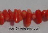 CCB91 15.5 inch 4*11mm irregular branch pale red coral chip beads