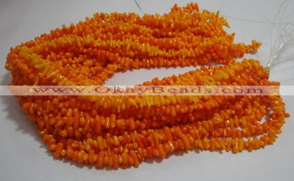 CCB92 15.5 inch 4*11mm irregular branch yellow coral chip beads