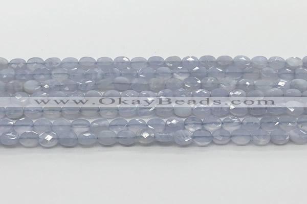 CCB921 15.5 inches 6*8mm faceted oval blue lace agate beads