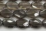 CCB932 15.5 inches 8*10mm faceted oval smoky quartz beads