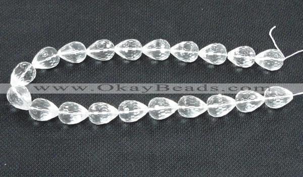 CCC275 10*14mm faceted teardrop grade A natural white crystal beads