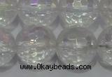 CCC415 15.5 inches 14mm faceted round AB-color white crystal beads