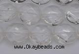 CCC503 15.5 inches 10mm faceted coin natural white crystal beads