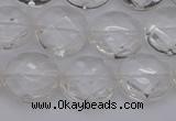 CCC504 15.5 inches 12mm faceted coin natural white crystal beads