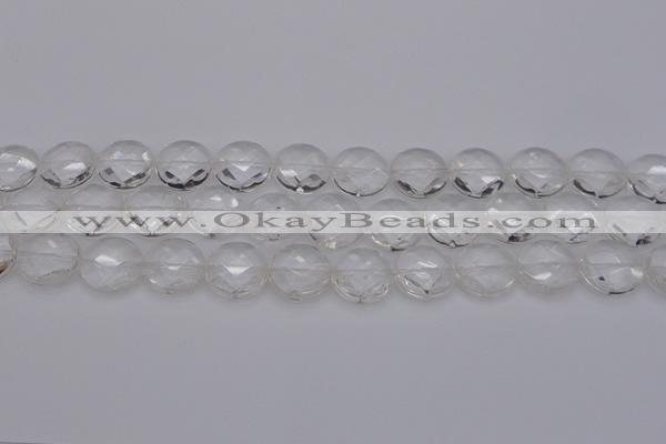 CCC506 15.5 inches 16mm faceted coin natural white crystal beads