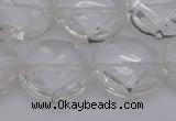 CCC509 15.5 inches 22mm faceted coin natural white crystal beads