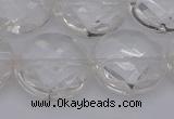 CCC510 15.5 inches 25mm faceted coin natural white crystal beads