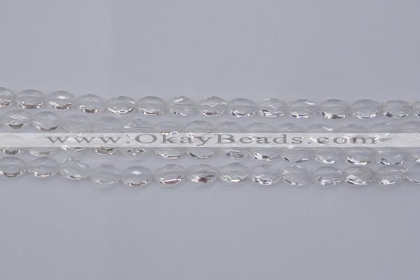 CCC513 15.5 inches 10*14mm faceted oval natural white crystal beads