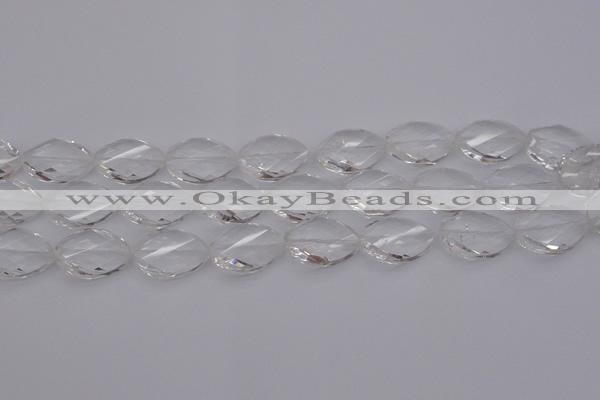 CCC525 15.5 inches 15*20mm twisted & faceted teardrop white crystal beads