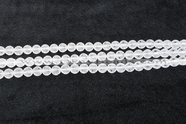 CCC606 15.5 inches 6mm faceted round matte natural white crystal beads