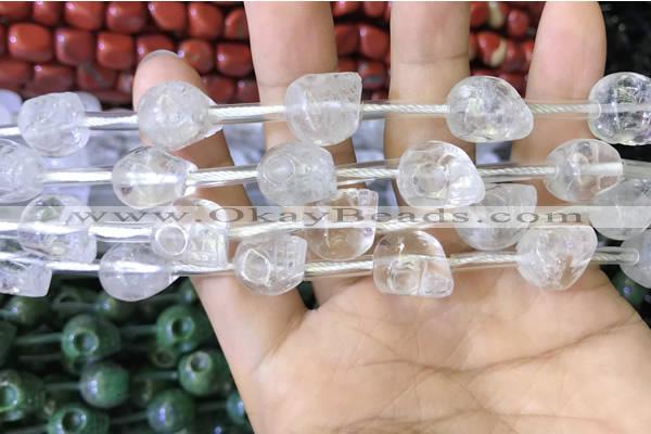 CCC631 15.5 inches 12*14*14mm skull white crystal gemstone beads