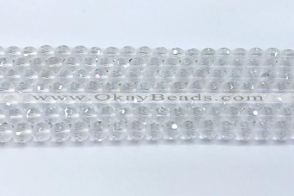 CCC640 15 inches 6mm faceted round white crystal beads