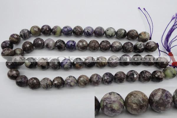 CCG59 15.5 inches 13mm faceted round natural charoite beads