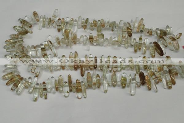 CCH340 15.5 inches 5*20mm gold sand quartz chips beads wholesale