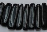 CCH409 15.5 inches 6*25mm - 7*35mm black agate chips beads