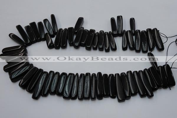 CCH409 15.5 inches 6*25mm - 7*35mm black agate chips beads