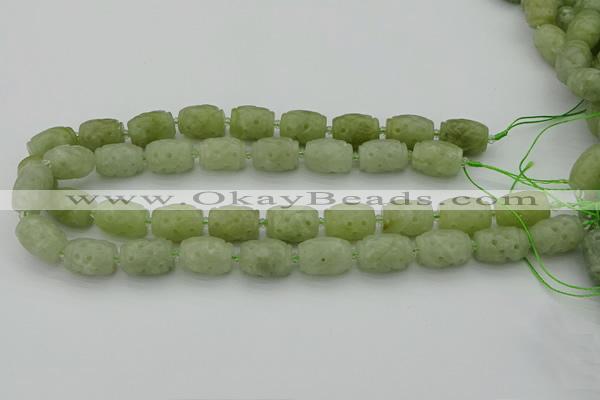 CCJ323 15.5 inches 12*16mm - 13*18mm carved drum China jade beads