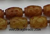 CCJ324 15.5 inches 12*16mm - 13*18mm carved drum China jade beads