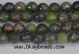 CCJ420 15.5 inches 4mm faceted round dendritic green jade beads