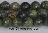 CCJ422 15.5 inches 8mm faceted round dendritic green jade beads