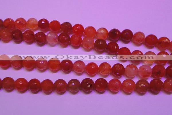 CCL54 15 inches 10mm faceted round carnelian gemstone beads