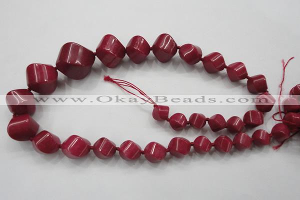 CCN1541 15.5 inches 10*14mm - 20*25mm twisted tetrahedron candy jade beads