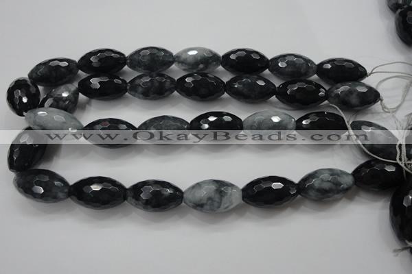 CCN1619 15.5 inches 15*25mm faceted rice candy jade beads