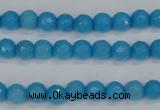 CCN1871 15 inches 6mm faceted round candy jade beads wholesale