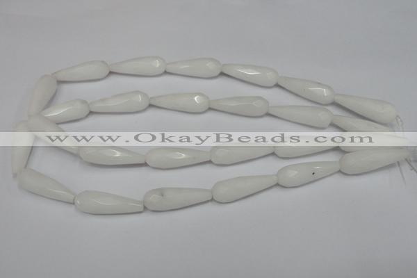 CCN197 15.5 inches 10*30mm faceted teardrop candy jade beads