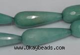 CCN199 15.5 inches 10*30mm faceted teardrop candy jade beads