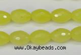 CCN2010 15 inches 10*14mm faceted rice candy jade beads wholesale