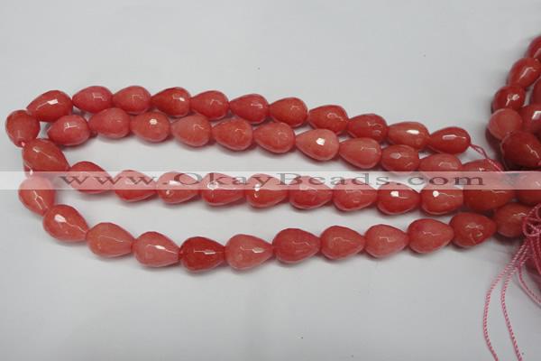 CCN2140 15.5 inches 12*16mm faceted teardrop candy jade beads