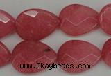 CCN2188 15.5 inches 15*20mm faceted flat teardrop candy jade beads