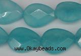 CCN2194 15.5 inches 15*20mm faceted flat teardrop candy jade beads