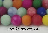 CCN2554 15.5 inches 10mm round mixed color matte candy jade beads