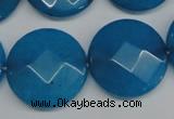 CCN265 15.5 inches 25mm faceted coin candy jade beads wholesale