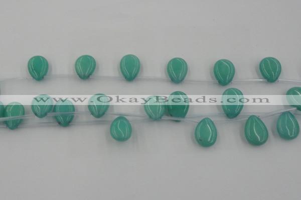 CCN2683 Top-drilled 13*18mm flat teardrop candy jade beads