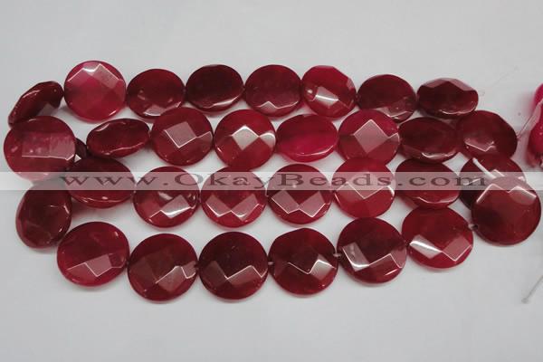 CCN273 15.5 inches 25mm faceted coin candy jade beads wholesale