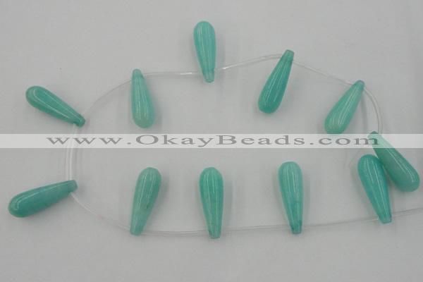 CCN2737 Top-drilled 10*30mm teardrop candy jade beads wholesale