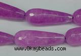 CCN2885 15.5 inches 10*30mm faceted teardrop candy jade beads