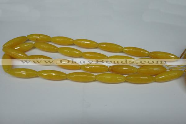 CCN2913 15.5 inches 10*30mm faceted rice candy jade beads