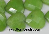 CCN360 15.5 inches 20*20mm faceted heart candy jade beads wholesale