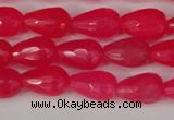 CCN3777 15.5 inches 8*12mm faceted teardrop candy jade beads