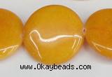 CCN3840 15.5 inches 30mm flat round candy jade beads wholesale