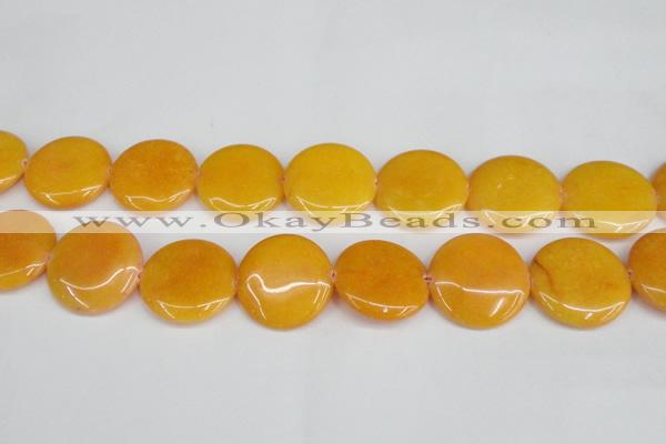 CCN3840 15.5 inches 30mm flat round candy jade beads wholesale