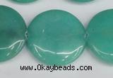 CCN3844 15.5 inches 30mm flat round candy jade beads wholesale