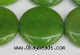 CCN3845 15.5 inches 30mm flat round candy jade beads wholesale